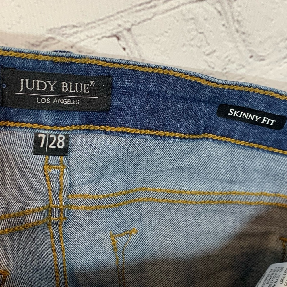 Judy Blue Dark Blue Leopard Patch Skinny Jeans - Picture 7 of 8